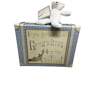Child to Cherish Keepsake Suitcase Baby Gift Set Plush Bear‎ Blanket Blue